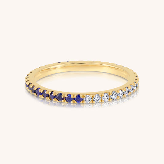 Natural Sapphire and Lab Grown Diamond Eternity Ring