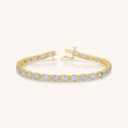 Natural Aquamarine Oval Tennis Bracelet