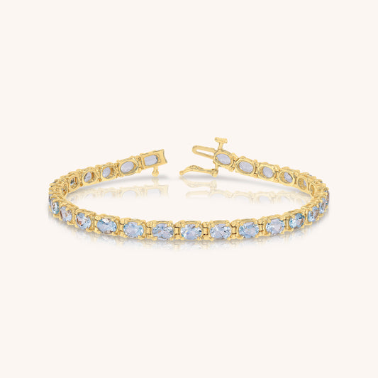Natural Aquamarine Oval Tennis Bracelet