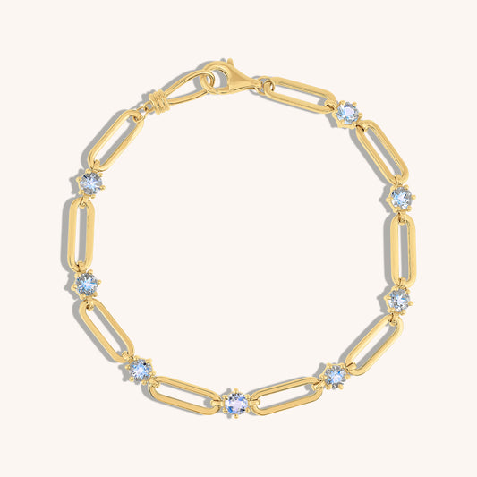 Paperclip and Aquamarine Station Bracelet