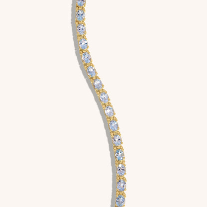 Natural Aquamarine Oval Tennis Bracelet
