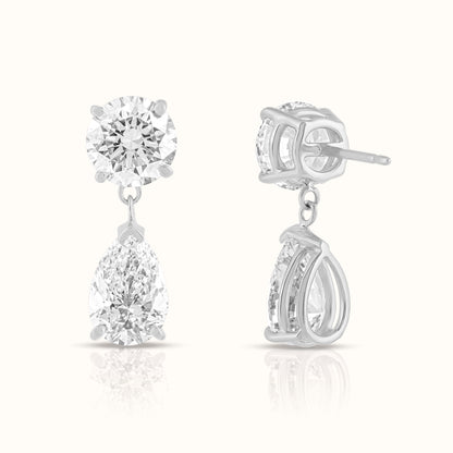 IGI Pear Shaped Lab Grown Diamond Drop Earrings