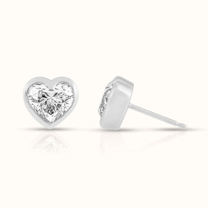 IGI Cerified Heart Cut Bezel Set Lab Grown Diamond Stud Earring