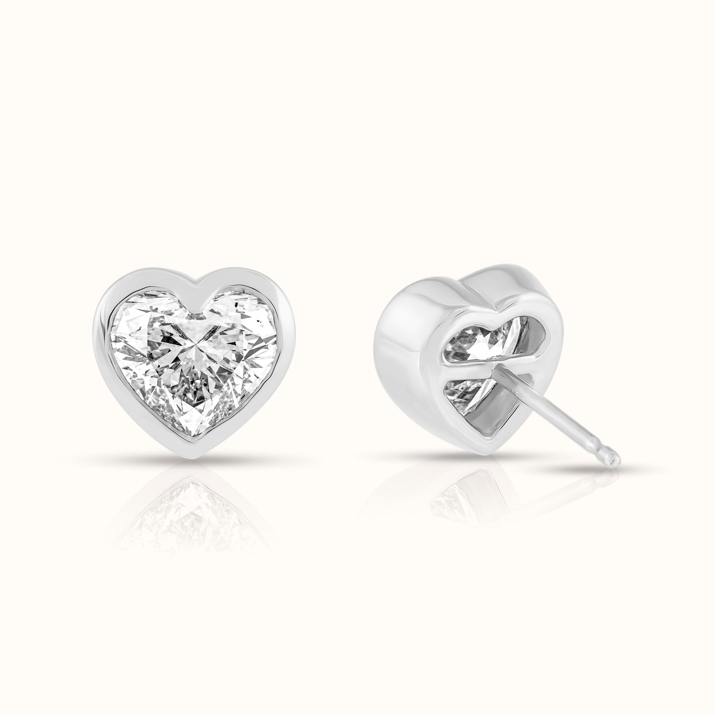 IGI Cerified Heart Cut Bezel Set Lab Grown Diamond Stud Earring