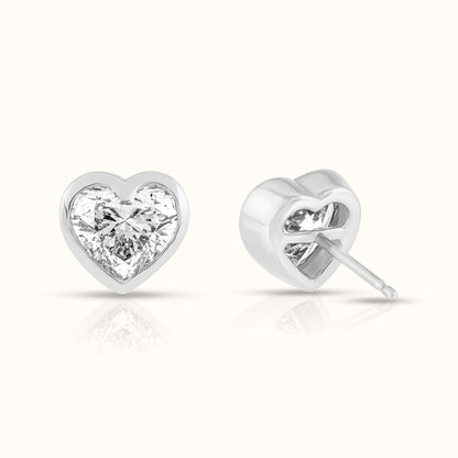 IGI Cerified Heart Cut Bezel Set Lab Grown Diamond Stud Earring