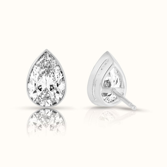 IGI Certified Pear Cut Bezel Set Lab Grown Diamond Stud Earring