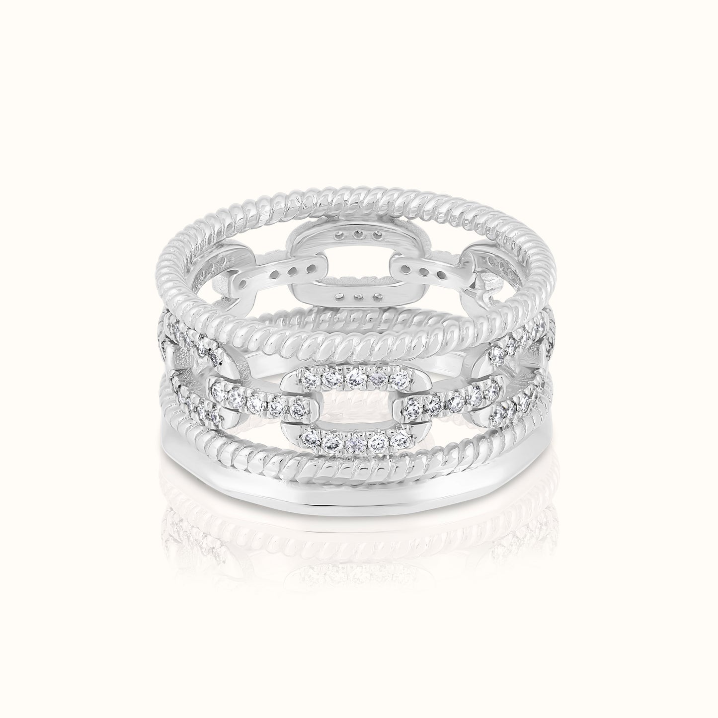 Four Row Staked Lab Grown Diamond Ring