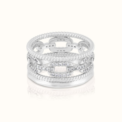 Four Row Staked Lab Grown Diamond Ring