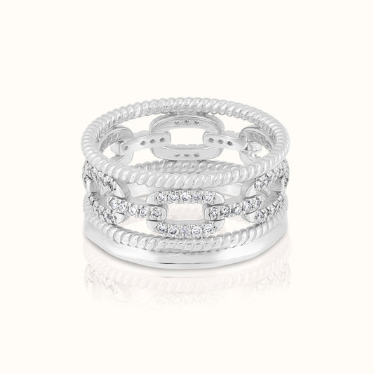 Four Row Staked Lab Grown Diamond Ring