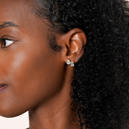 Toi Et Moi Lab Grown Emerald and Pear Diamond Stud Earring