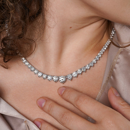 3 Prong Graduated Lab Grown Diamond Tennis Necklace