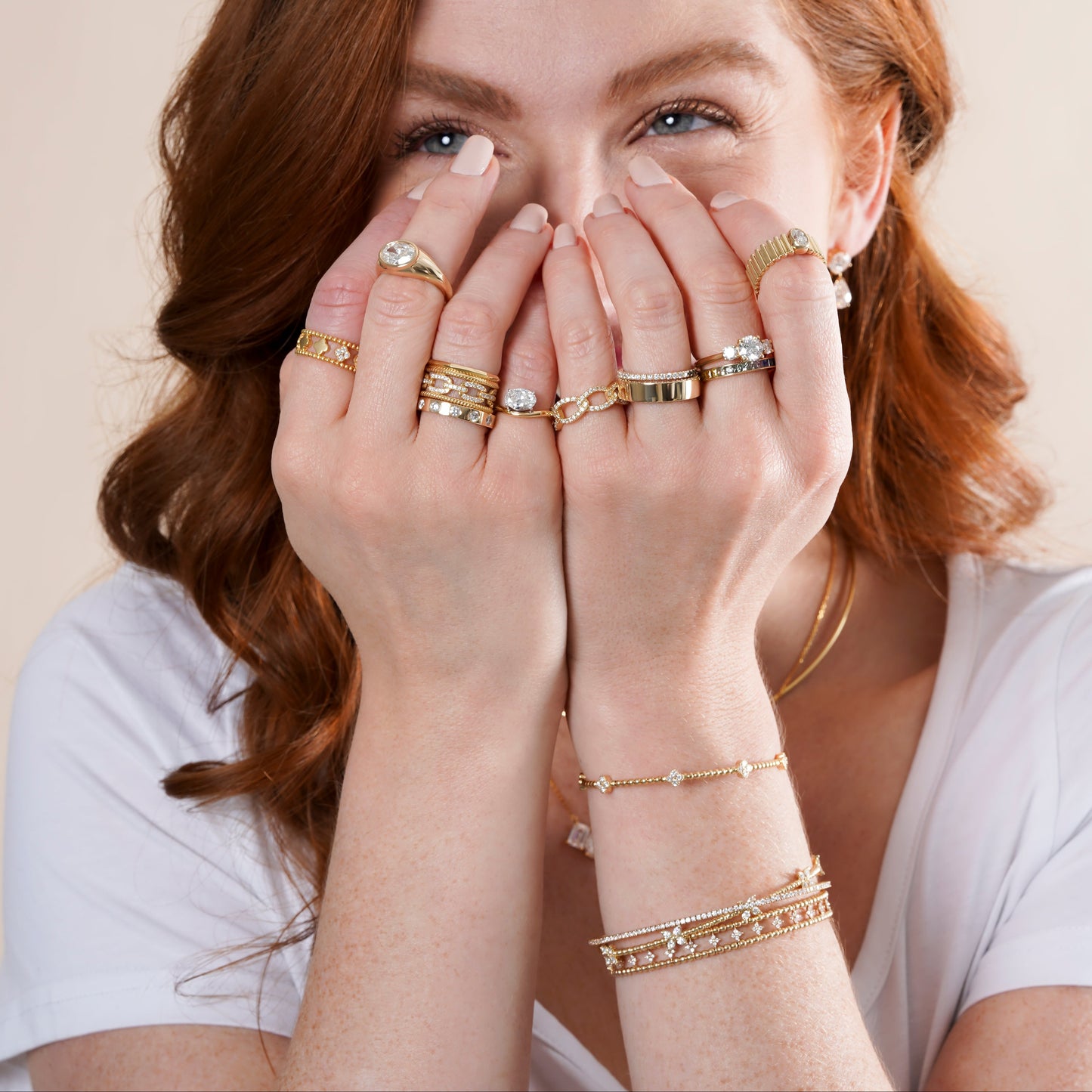 Beaded Lab Grown Diamond Flower Clover Ring