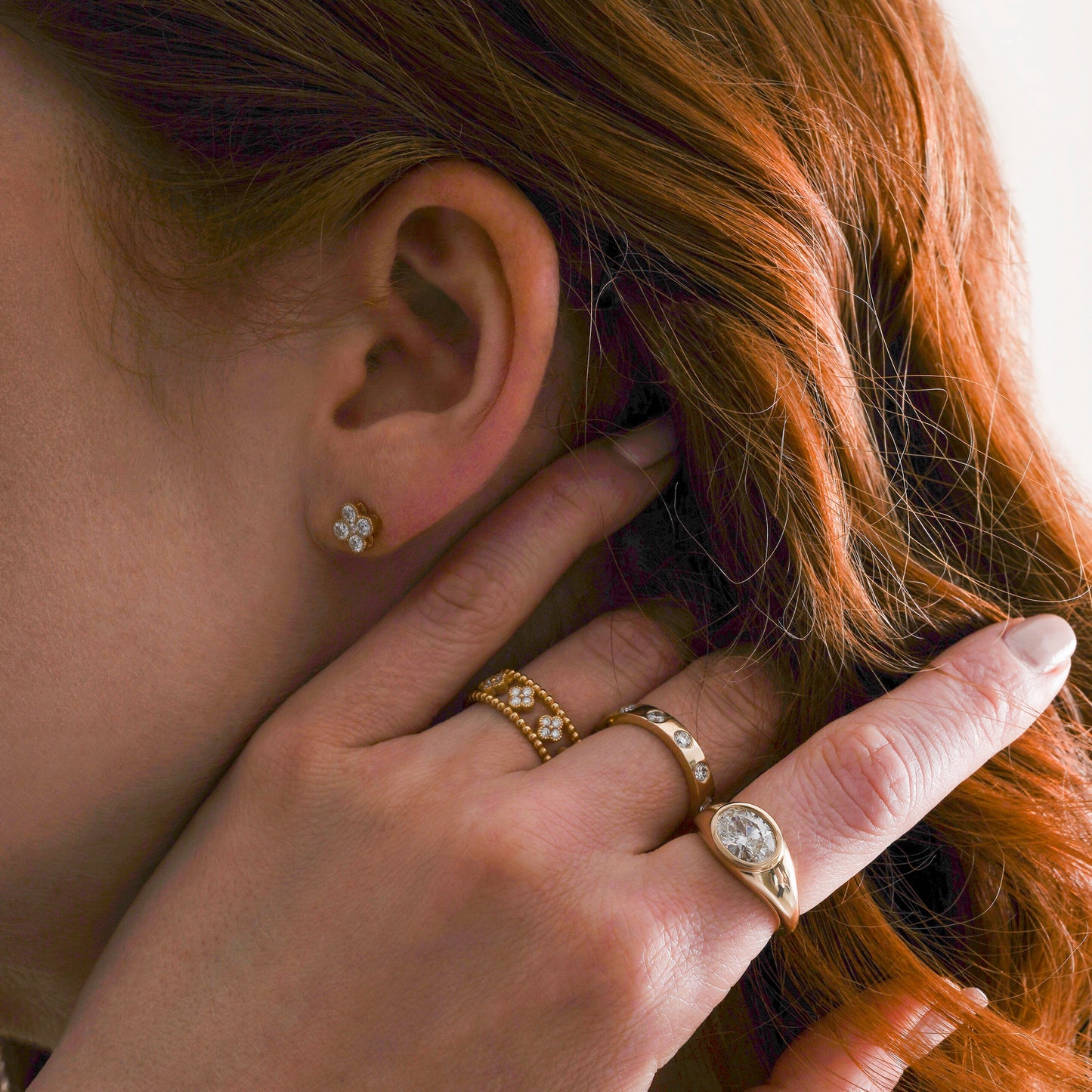 East West Lab Grown Diamond Oval Signet Ring