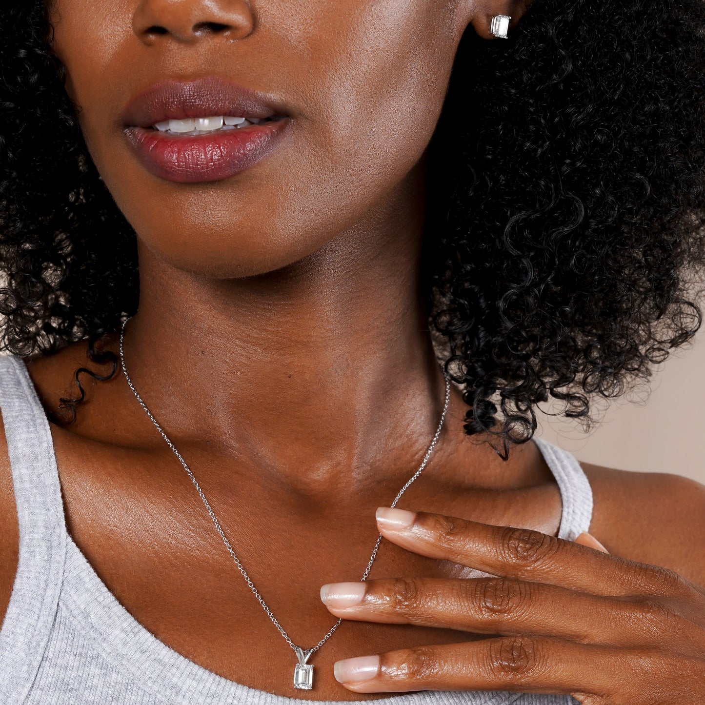 IGI Certified Solitaire Lab Grown Diamond Emerald Cut Pendant Necklace