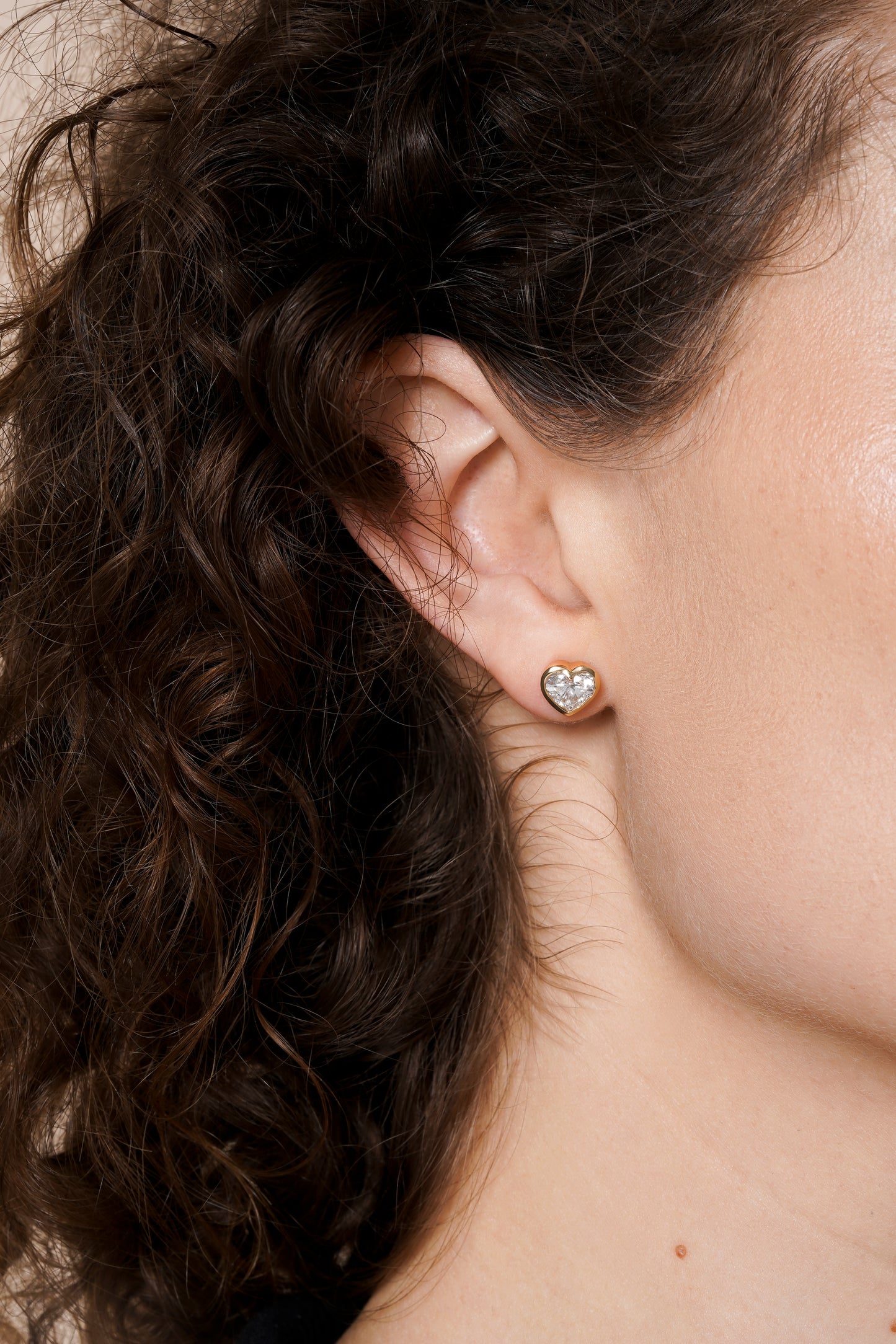 IGI Cerified Heart Cut Bezel Set Lab Grown Diamond Stud Earring