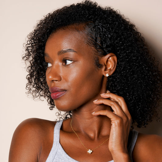 Flower Clover Lab Grown Diamond Necklace & Earring Set