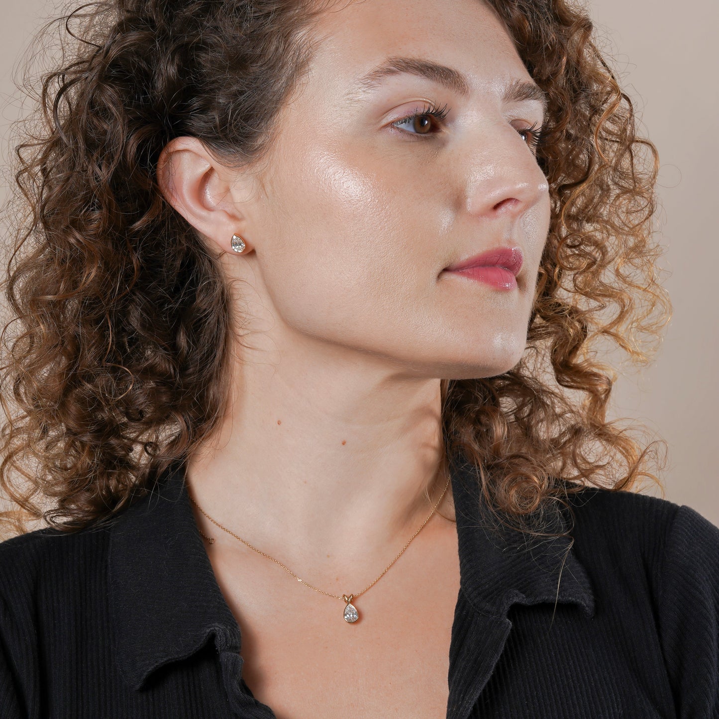 Bezel Set IGI Certified Lab Grown Diamond Pear Cut Pendant Necklace