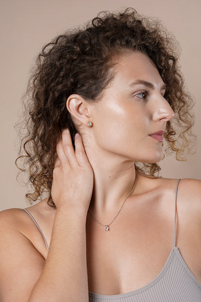 IGI Certified Asscher Cut Lab Grown Diamond Stud Earring