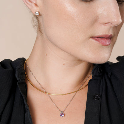 Natural Amethyst - February Birthstone Charm Pendant