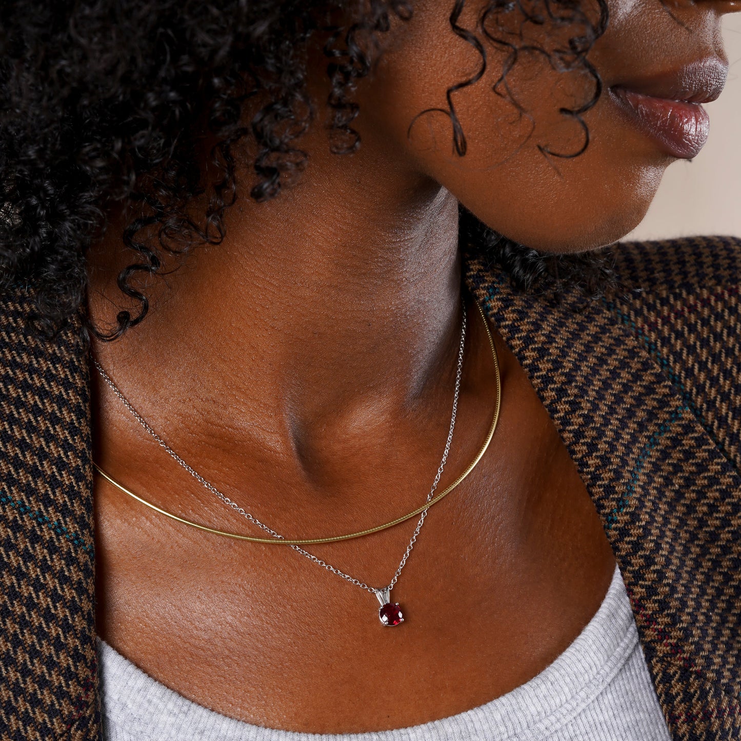 Lab Grown Ruby - July Birthstone Charm Pendant