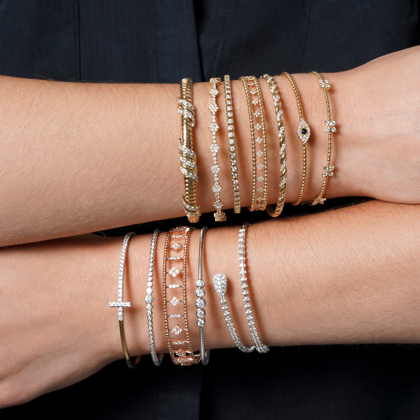 Twisted Rope Lab Grown Diamond Flexible Bangle