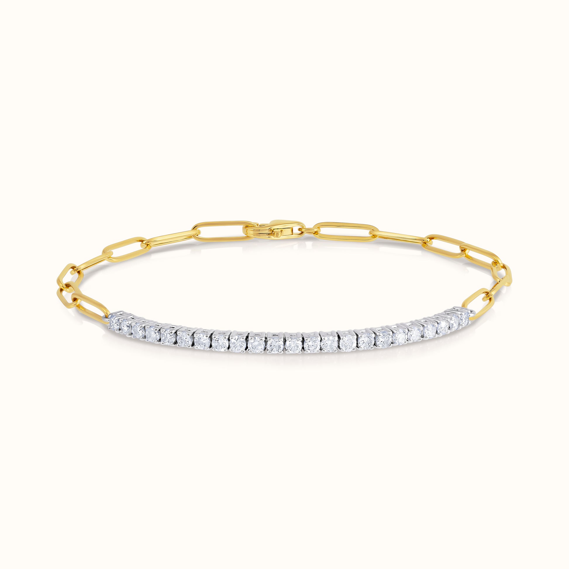 Half Paperclip and Lab Grown Diamond Bracelet and Link Earrings Set - AVIR New York