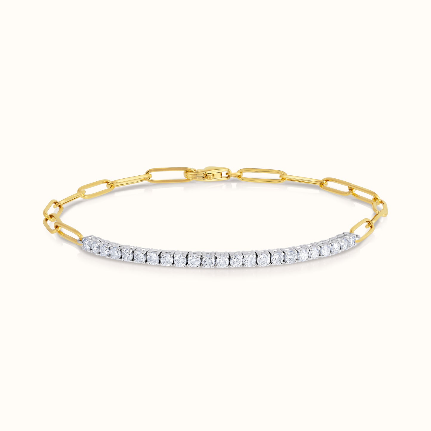 Half Paperclip and Natural Diamond Tennis Bracelet - AVIR New York