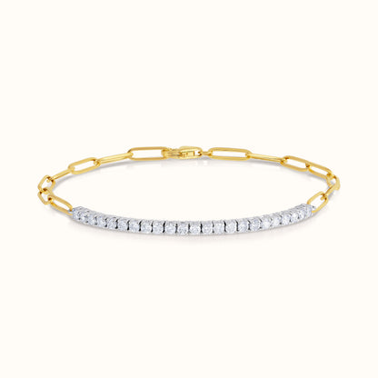 Half Paperclip and Natural Diamond Tennis Bracelet - AVIR New York