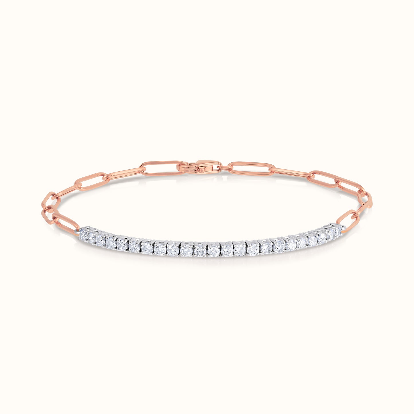 Half Paperclip and Lab Grown Diamond Bracelet, 17 Inch Necklace, and Link Earrings Set - AVIR New York