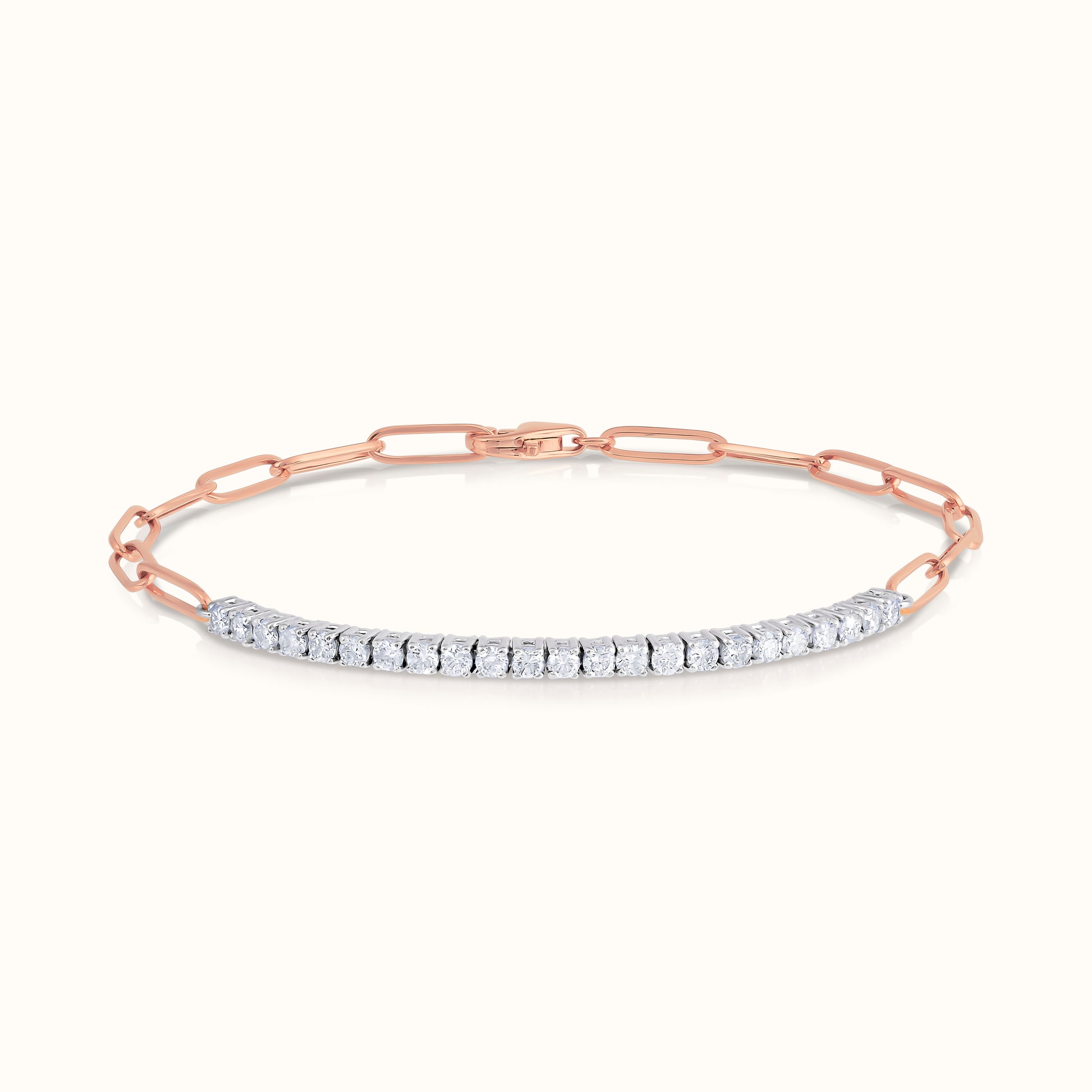 Half Paperclip and Lab Grown Diamond Bracelet, 17 Inch Necklace, and Link Earrings Set - AVIR New York