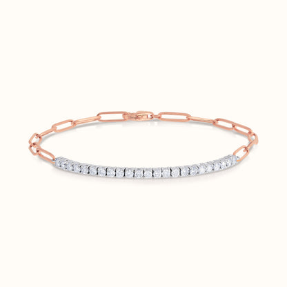 Half Paperclip and Lab Grown Diamond Bracelet, 17 Inch Necklace, and Link Earrings Set - AVIR New York