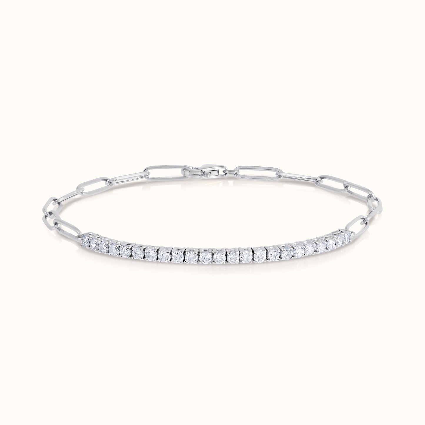 Half Paperclip and Lab Grown Diamond Bracelet, 17 Inch Necklace, and Link Earrings Set - AVIR New York