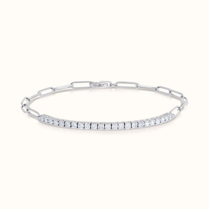 Half Paperclip and Lab Grown Diamond Bracelet, 17 Inch Necklace, and Link Earrings Set - AVIR New York