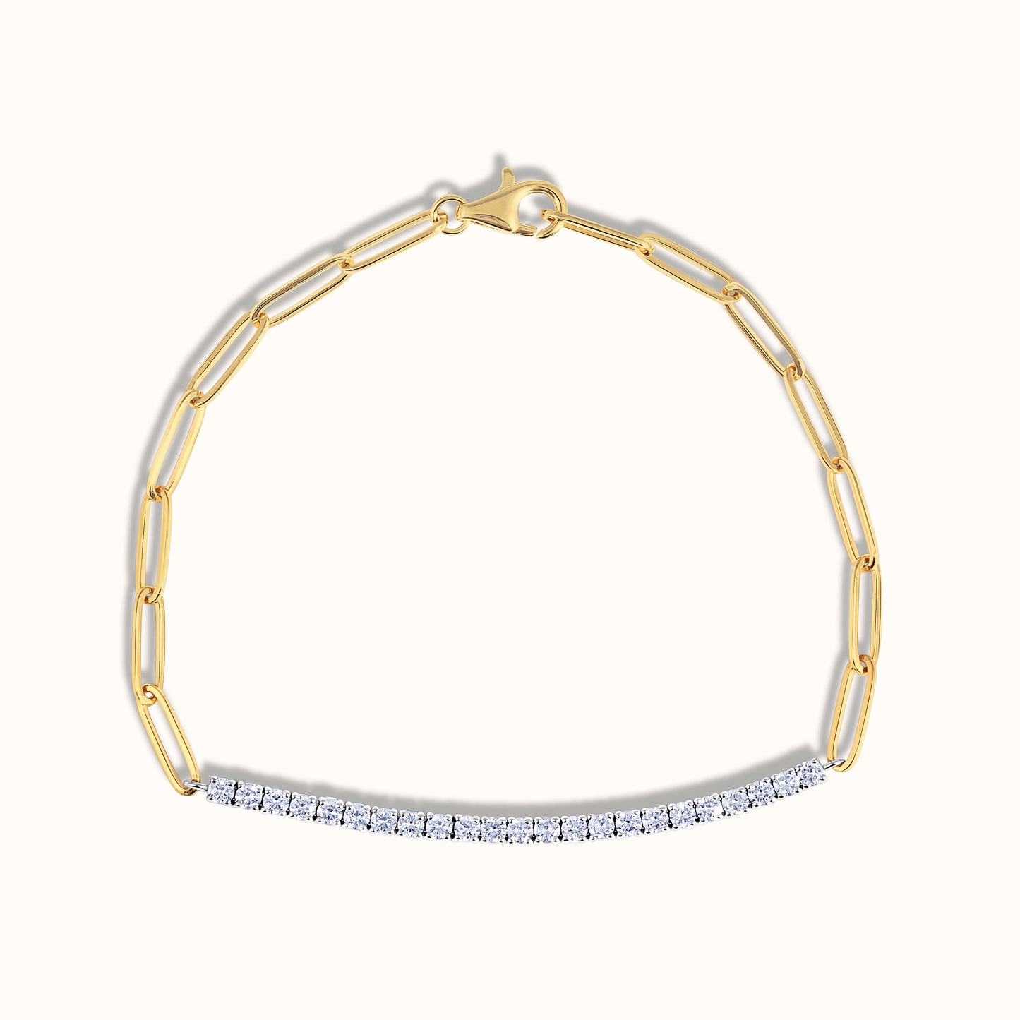 Half Paperclip and Lab Grown Diamond Bracelet, 17 Inch Necklace, and Link Earrings Set - AVIR New York
