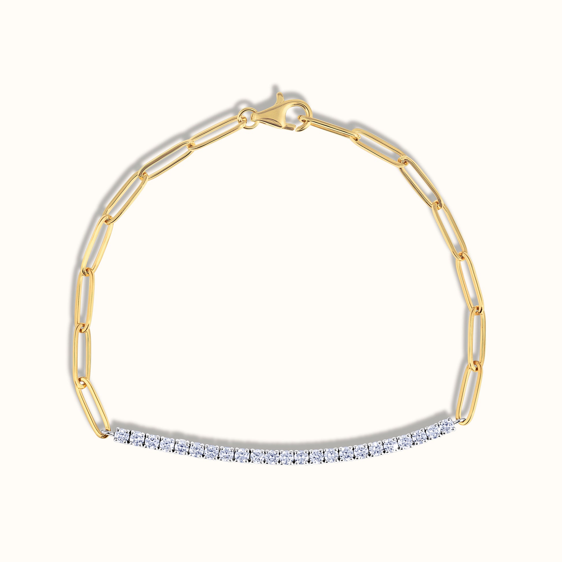 Half Paperclip and Lab Grown Diamond Bracelet, 17 Inch Necklace, and Link Earrings Set - AVIR New York