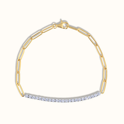 Half Paperclip and Lab Grown Diamond Bracelet, 17 Inch Necklace, and Link Earrings Set - AVIR New York