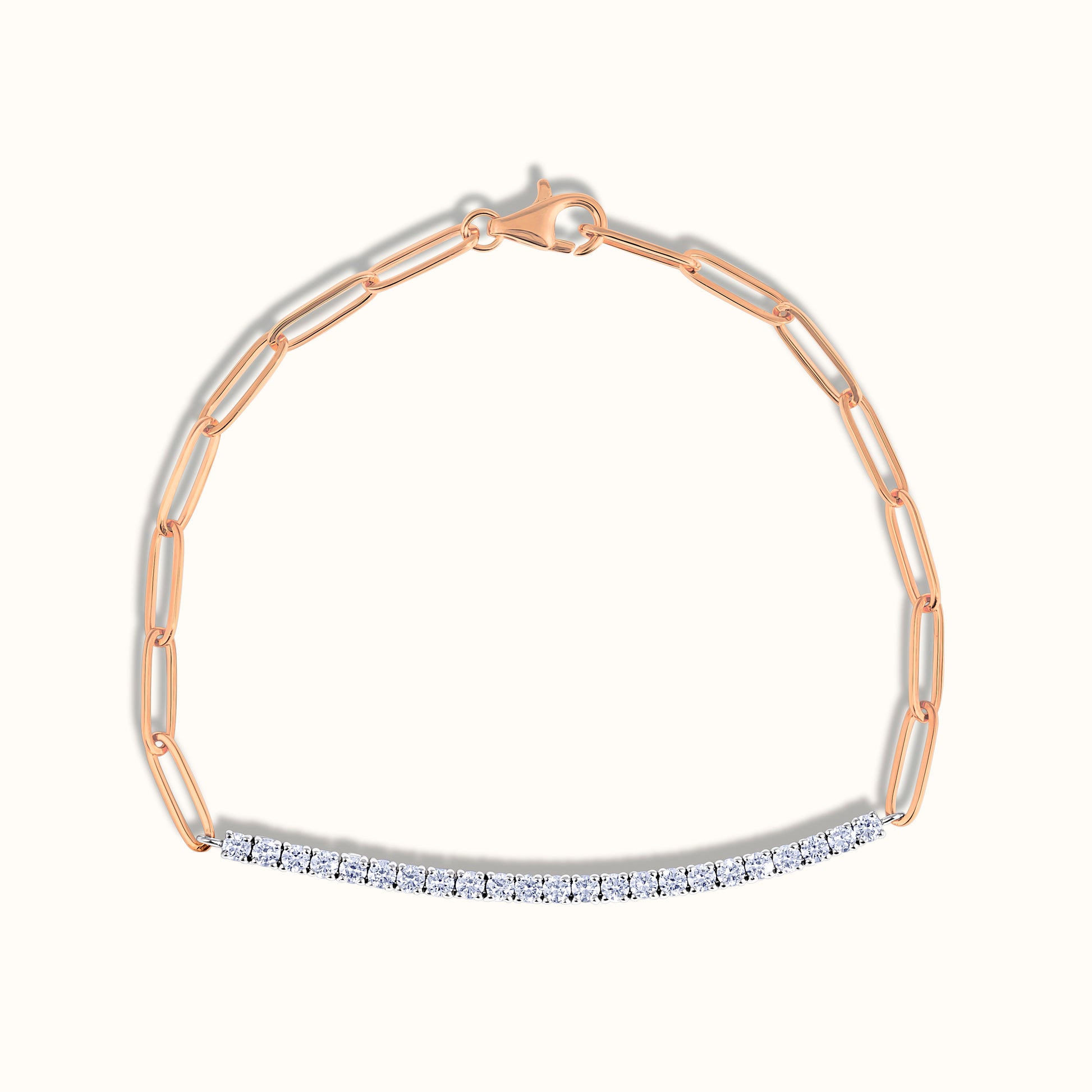 Half Paperclip and Lab Grown Diamond Bracelet, 17 Inch Necklace, and Link Earrings Set - AVIR New York
