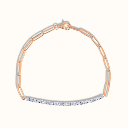 Half Paperclip and Lab Grown Diamond Bracelet, 17 Inch Necklace, and Link Earrings Set - AVIR New York