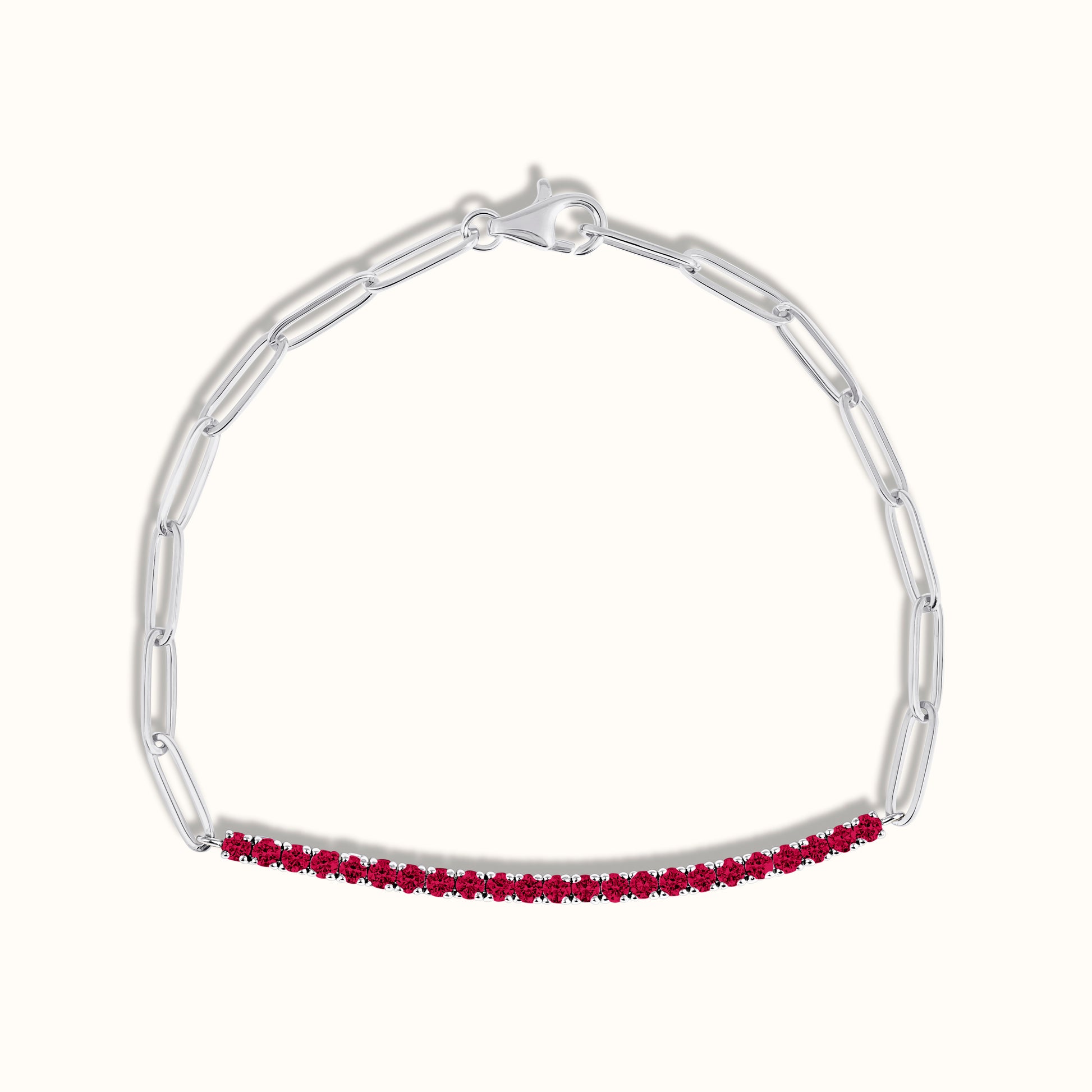 Half Paperclip and Ruby Tennis Bracelet - AVIR New York