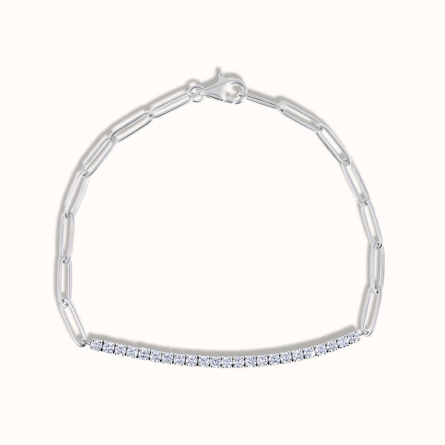 Half Paperclip and Lab Grown Diamond Bracelet, 17 Inch Necklace, and Link Earrings Set - AVIR New York