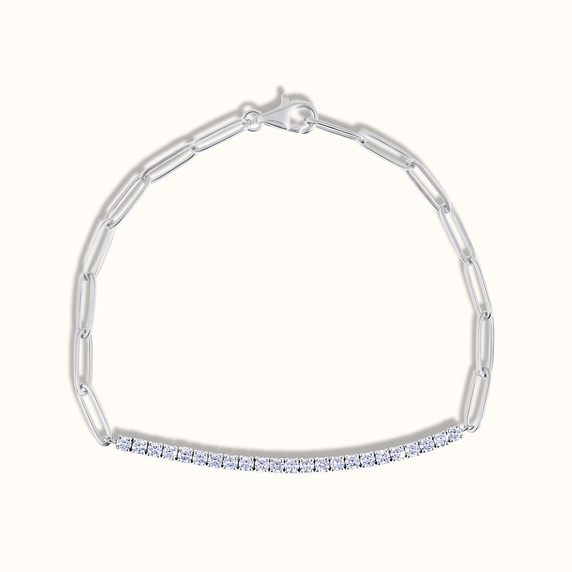 Half Paperclip and Lab Grown Diamond Bracelet, 17 Inch Necklace, and Link Earrings Set - AVIR New York
