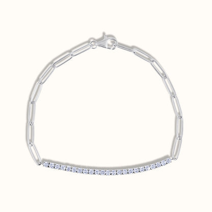 Half Paperclip and Lab Grown Diamond Bracelet, 17 Inch Necklace, and Link Earrings Set - AVIR New York