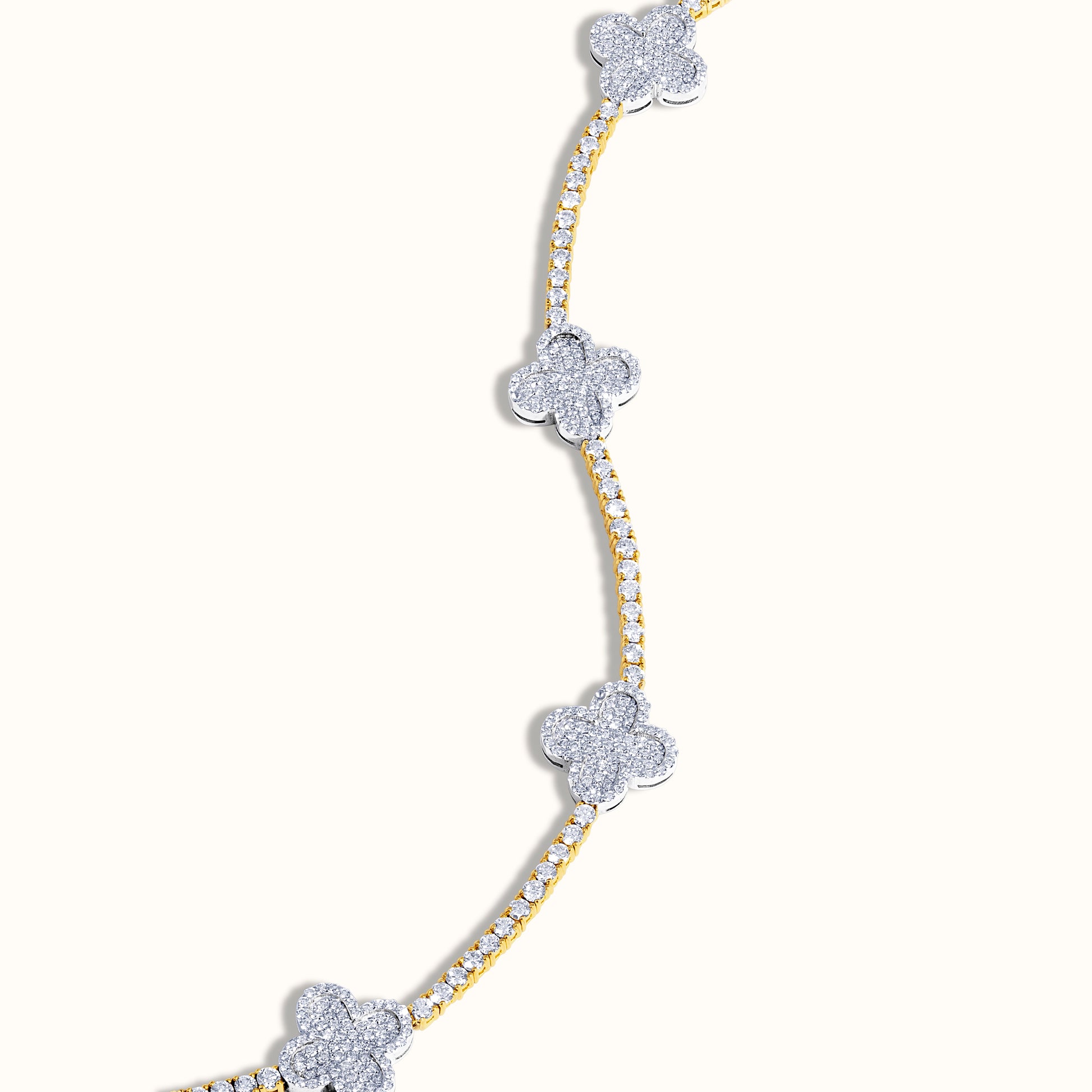 Natural Diamond Tennis Bracelet with Clovers - AVIR New York