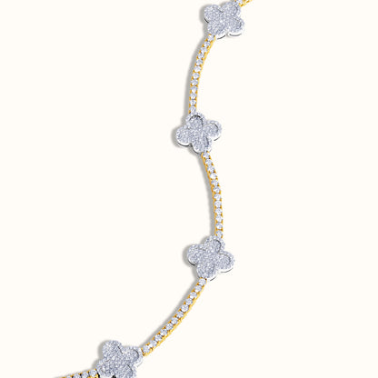 Natural Diamond Tennis Bracelet with Clovers - AVIR New York
