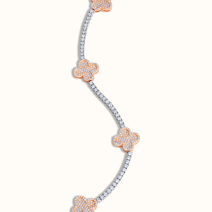 Natural Diamond Tennis Bracelet with Clovers - AVIR New York
