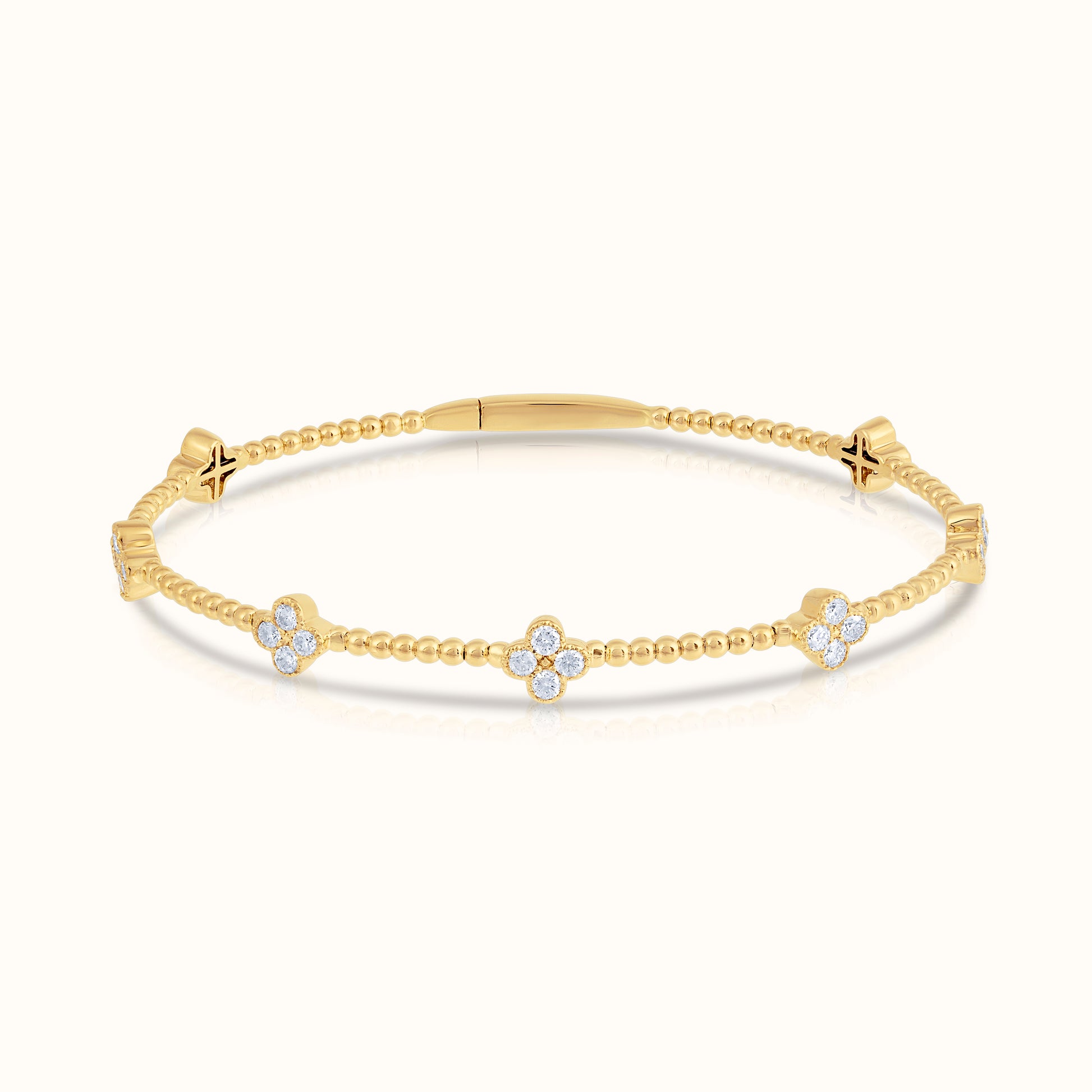 Lab Grown Diamond Flexible Beaded Flower Cluster Bangle - AVIR New York