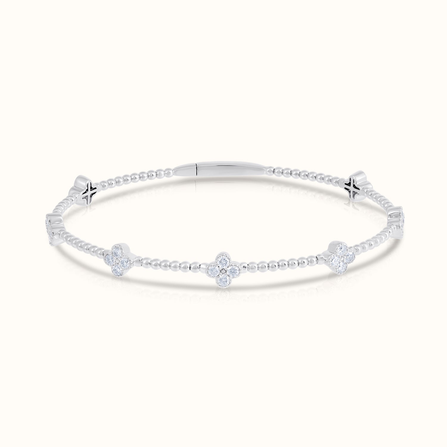 Lab Grown Diamond Flexible Beaded Flower Cluster Bangle - AVIR New York