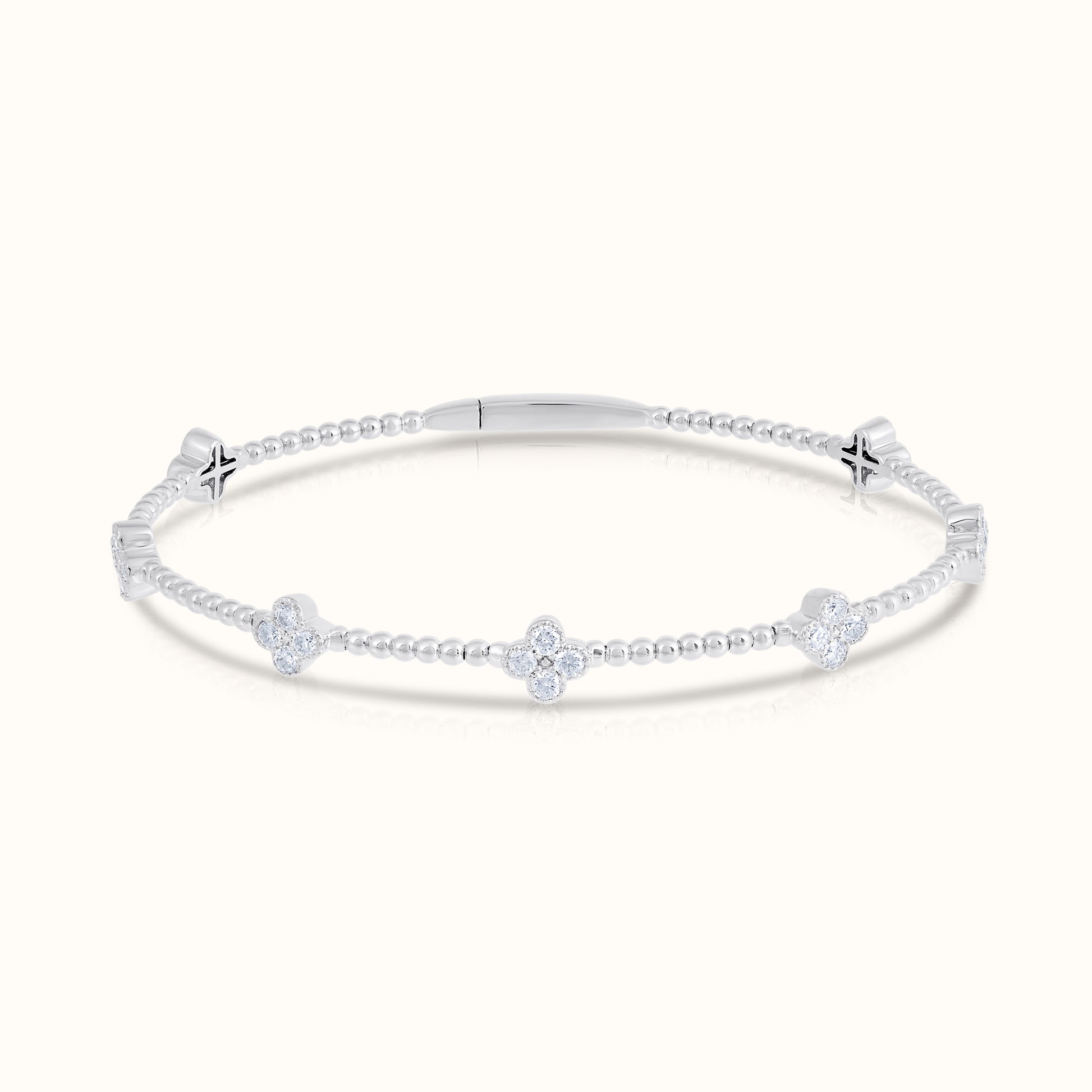 Lab Grown Diamond Flexible Beaded Flower Cluster Bangle - AVIR New York