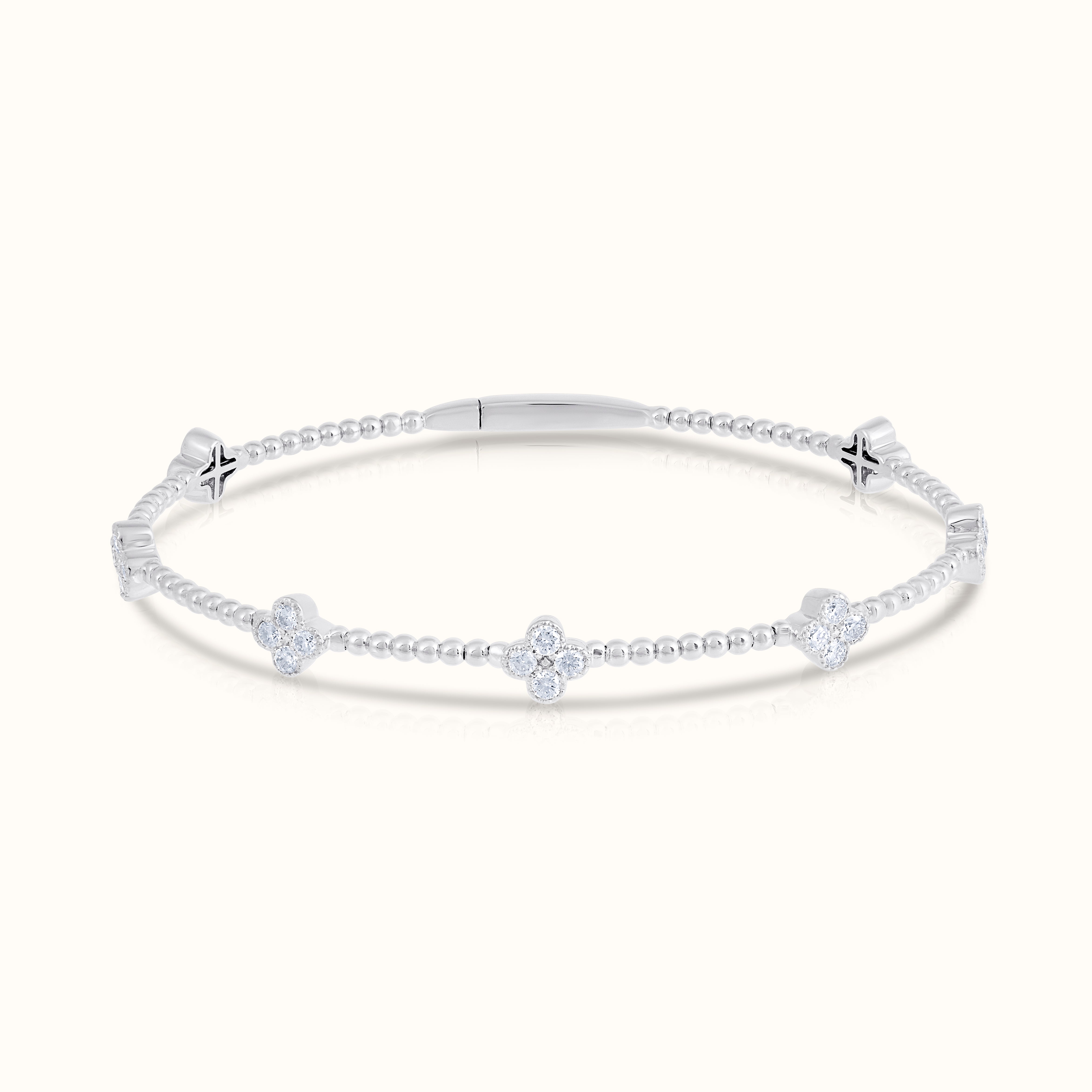 Natural Diamond Flexible Beaded Flower Cluster Bangle – AVIR