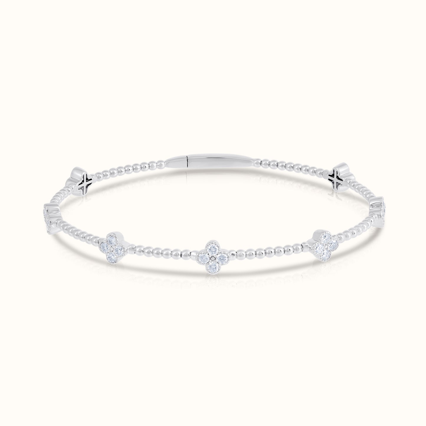 Natural Diamond Flexible Beaded Flower Cluster Bangle - AVIR New York